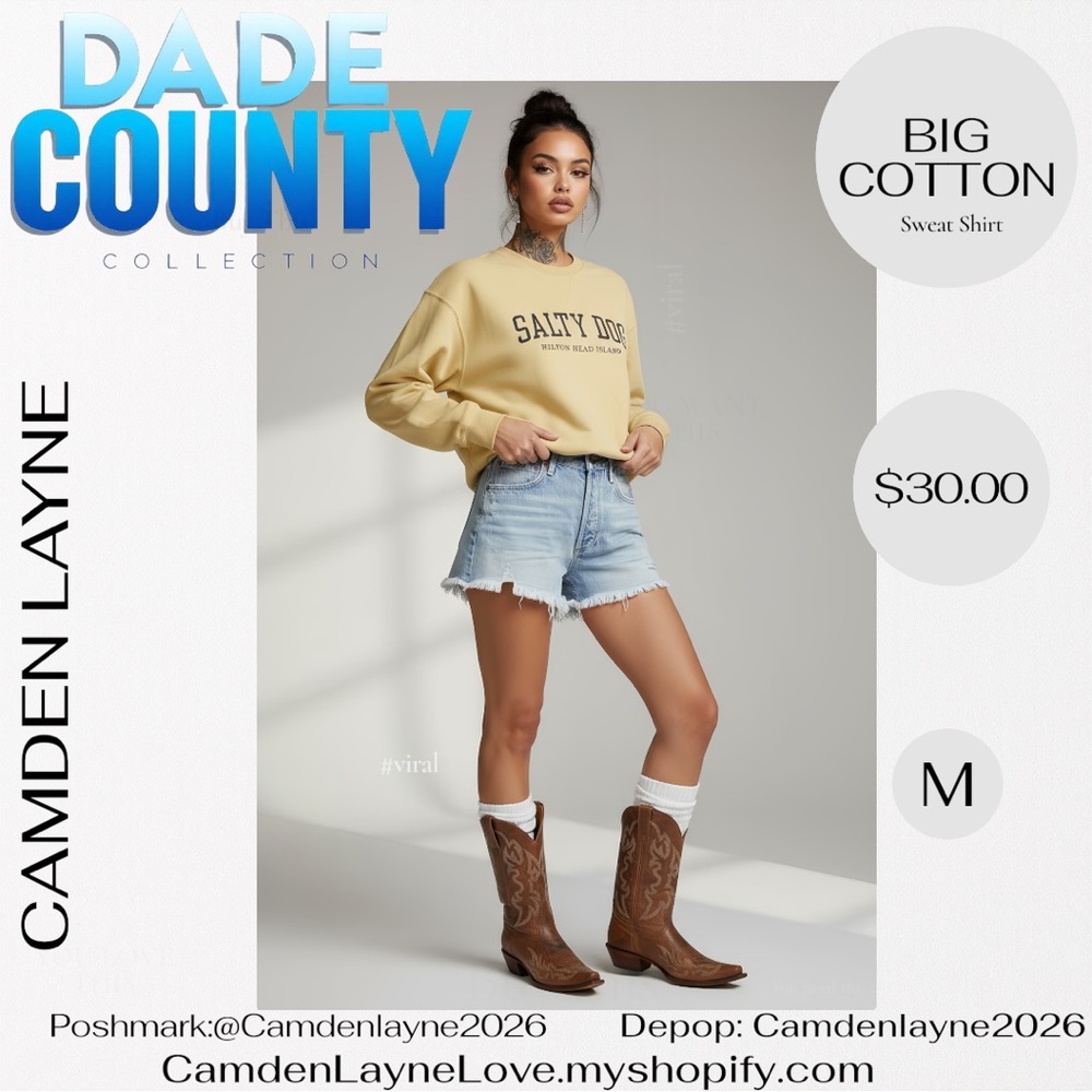 Big Cotton Salty Dog Yellow Sweatshirt - Picture 3 of 5